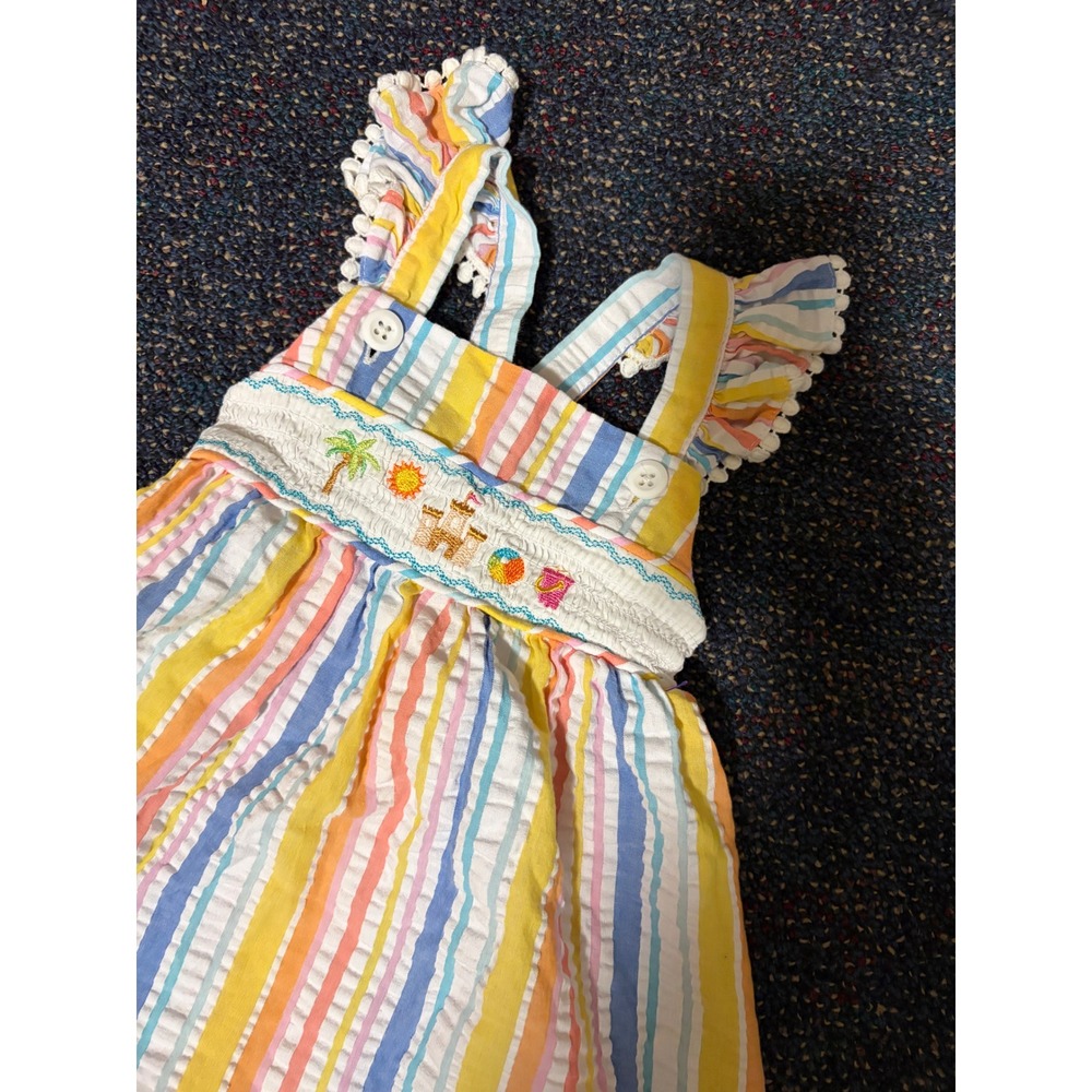 Iris & Ivy Baby Girls Multi Color Stripe Beach Smocked Sun Dress 12M S1-12412-PS